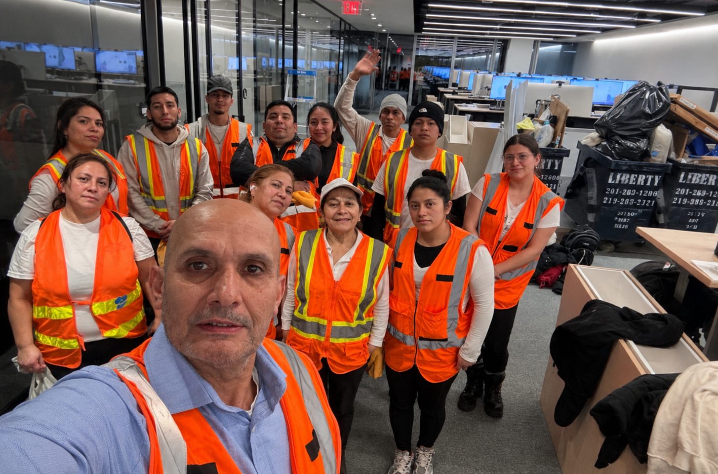 The full Goodnight crew on site during a night shift
